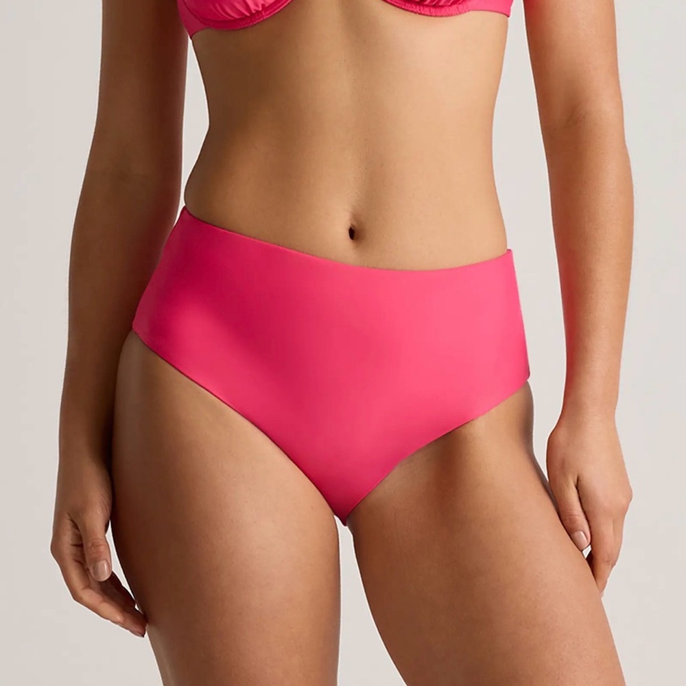 Quince Italian High Rise Bikini Bottom in Hibiscus Size small 809
